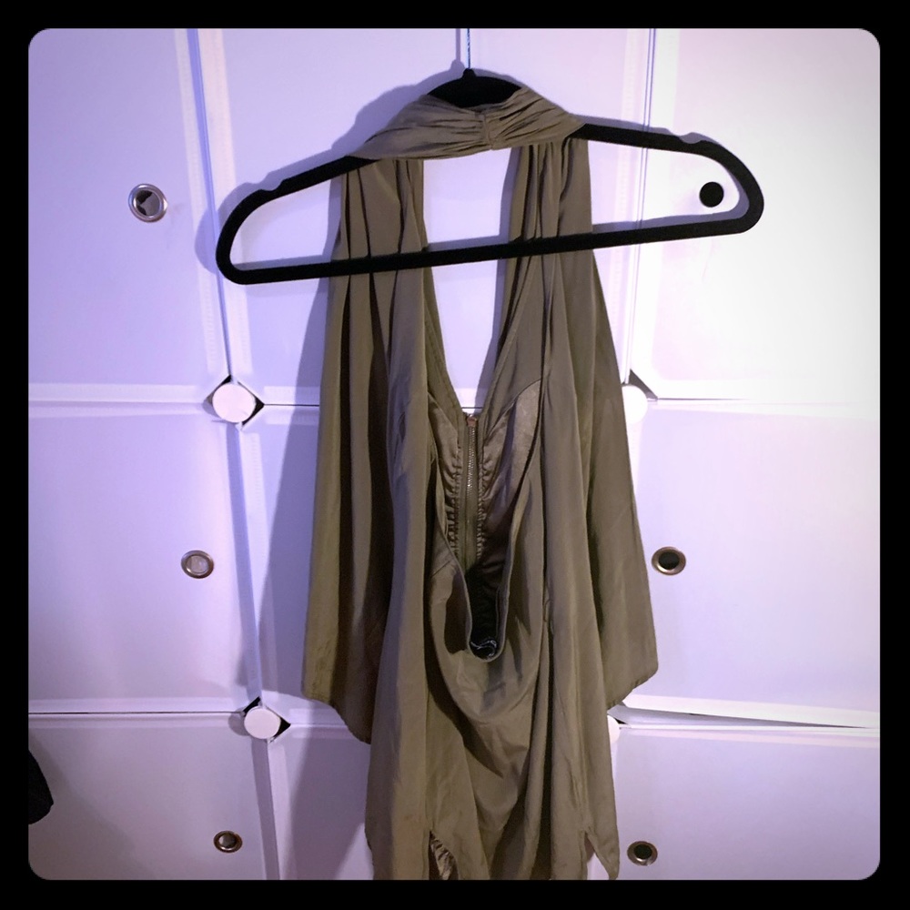 Bebe olive dressy halter top , backless, sexy